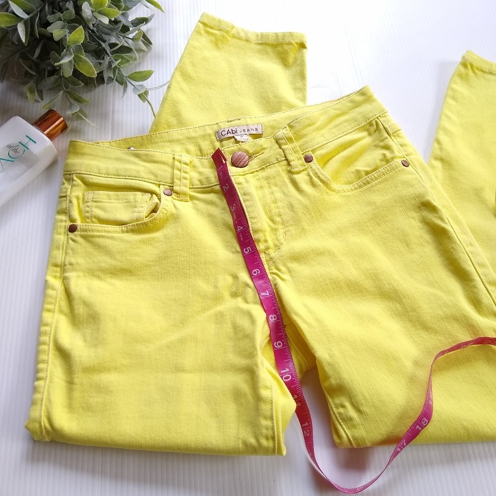 CABI #760 limon Bree cropped straight leg jeans - Picture 6 of 8